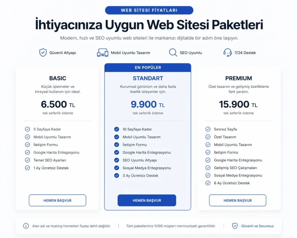 Web sitesi fiyatları